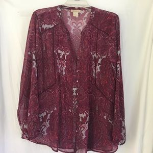 Lucky Brand Blouse Reds/Maroon, Sz XL, NWOT